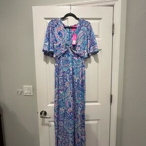 Lilly Pulitzer Blue and Pink Maxi Dress
